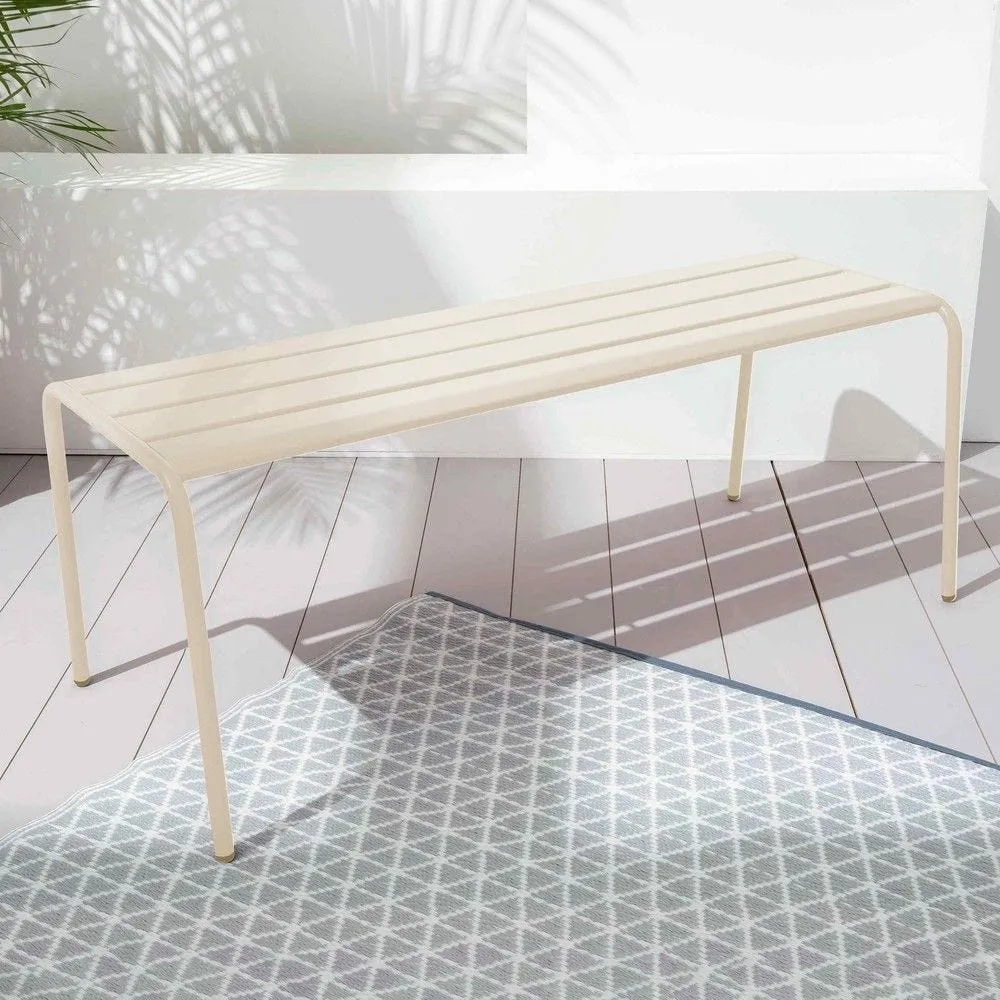Banc d'extérieur en acier ivoire Oviala