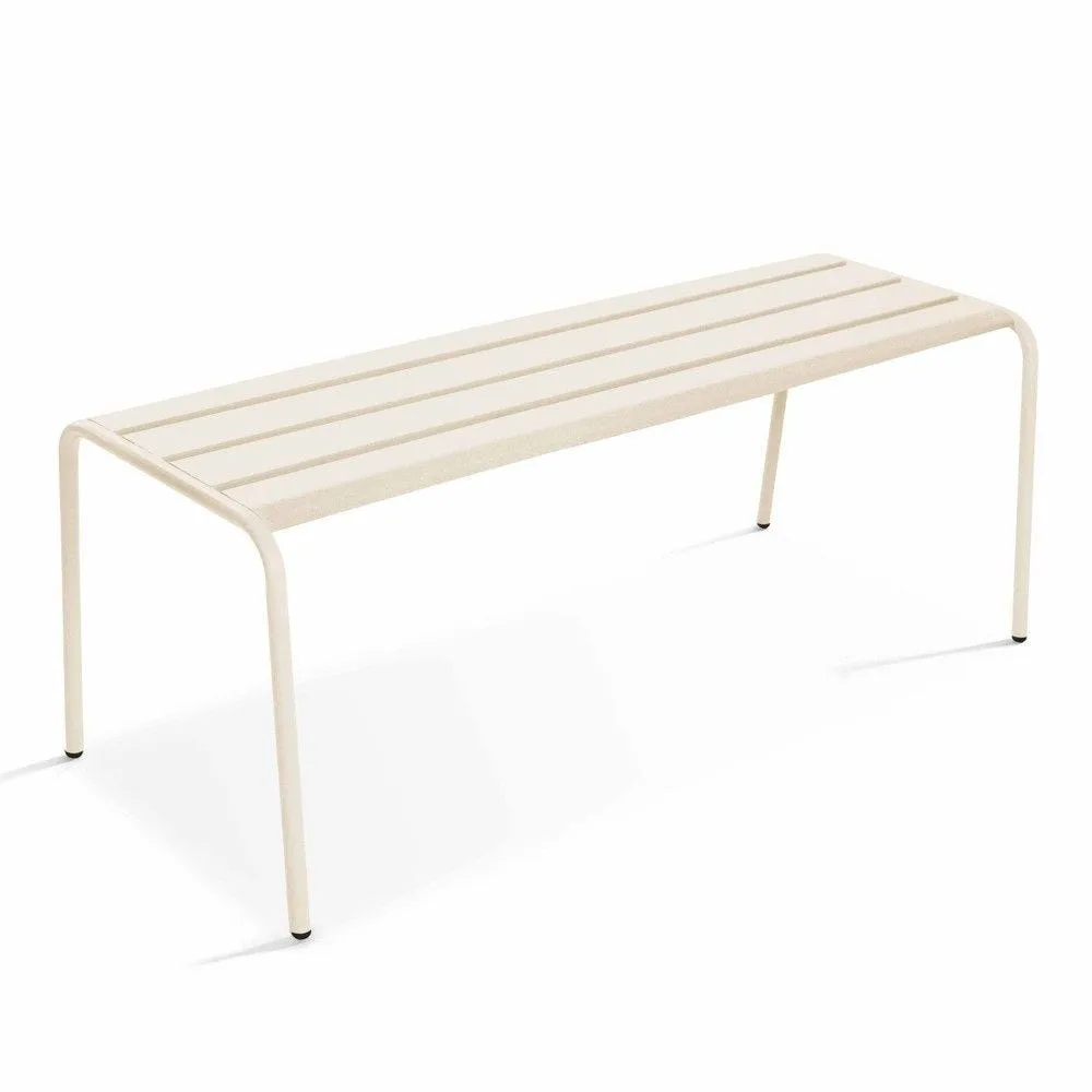 Banc d'extérieur en acier ivoire Oviala