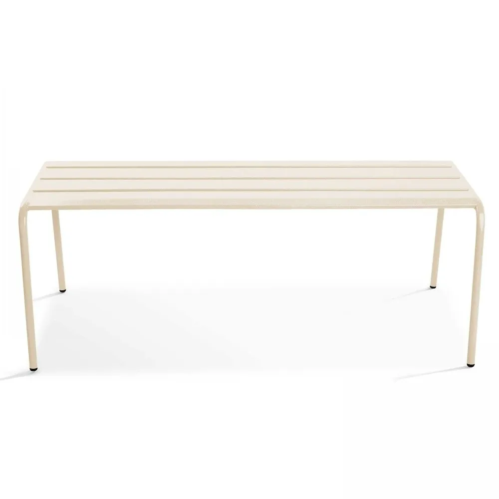 Banc d'extérieur en acier ivoire Oviala